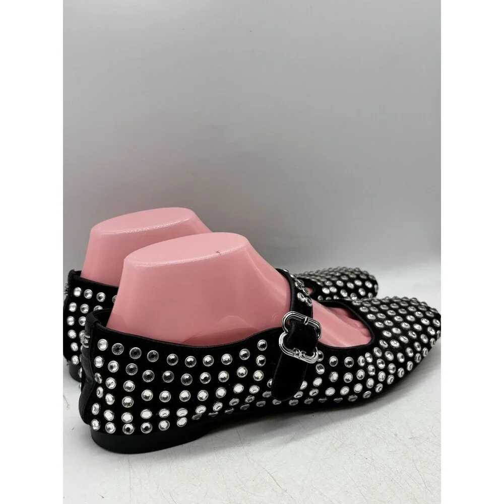 Sam Edelman Michaela Gem Mary Jane Flats Womens Size 8 Black Studded
